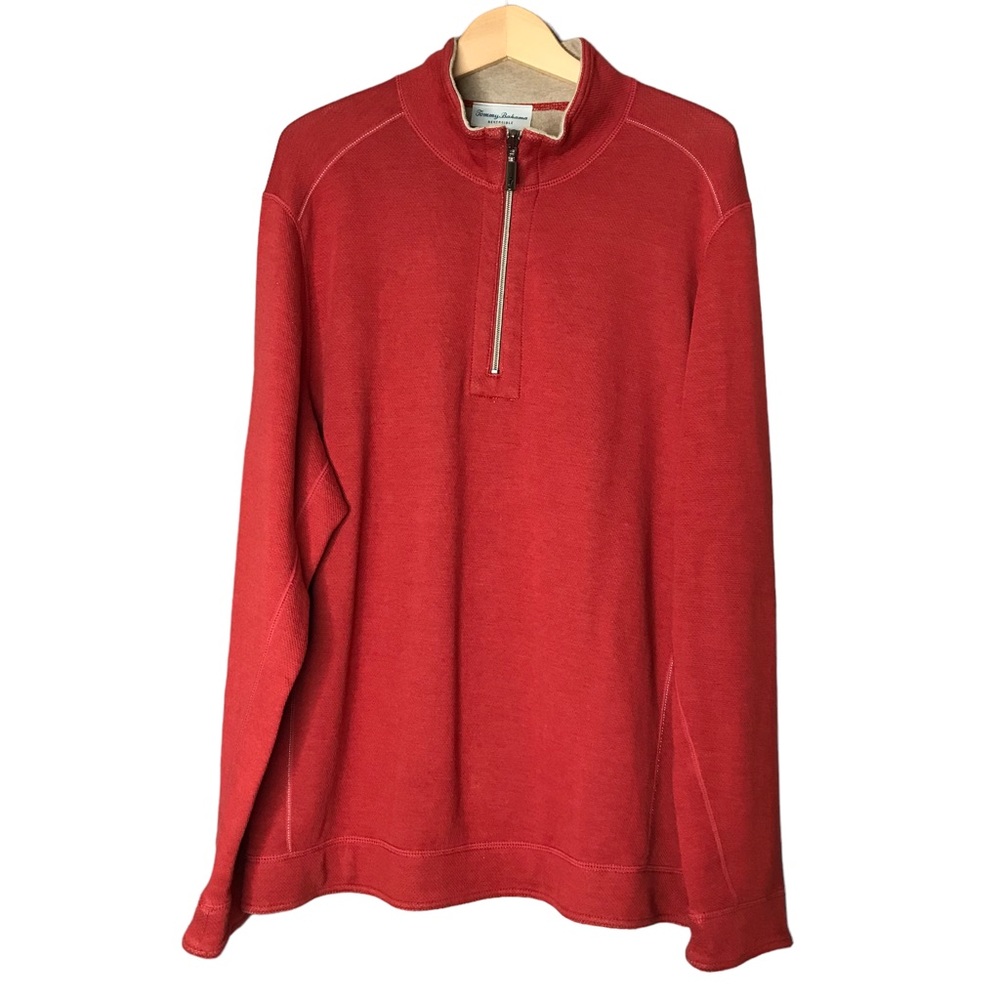 Tommy Bahama Reversible Sweater Pullover Cotton Blend Orange Cream Men’s